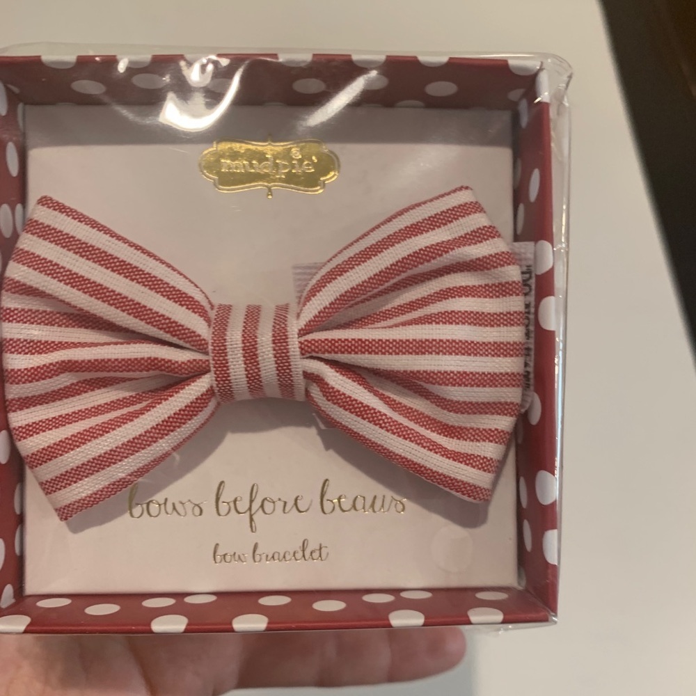 MudPie bow tie for toddler infant baby red white